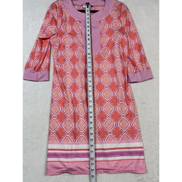 CABANA LIFE Women Coral Geo UPF 50 Tunic Dress Cover up size Medium Good Cond - Picture 6 of 7